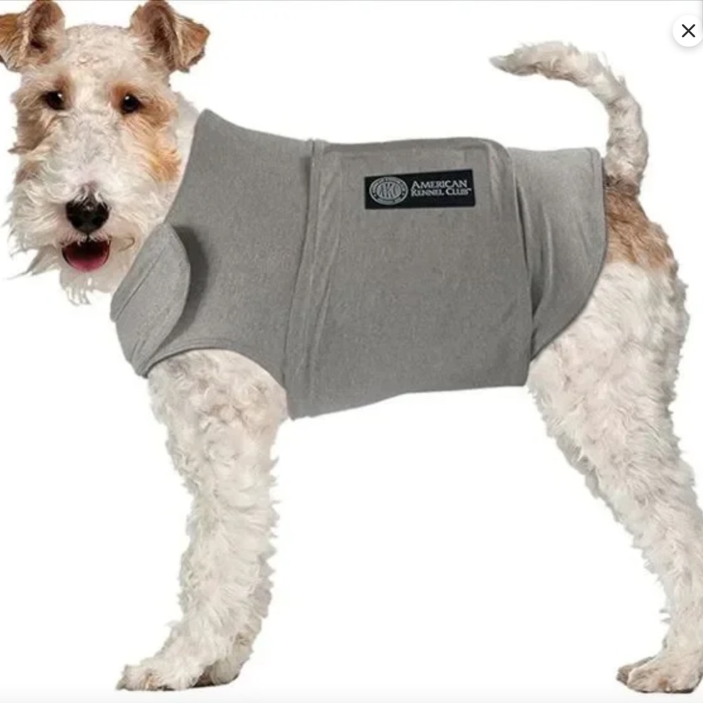 DOG American Kennel Club Calming Coat M Gray Cotton Blend Comfy Lightweight